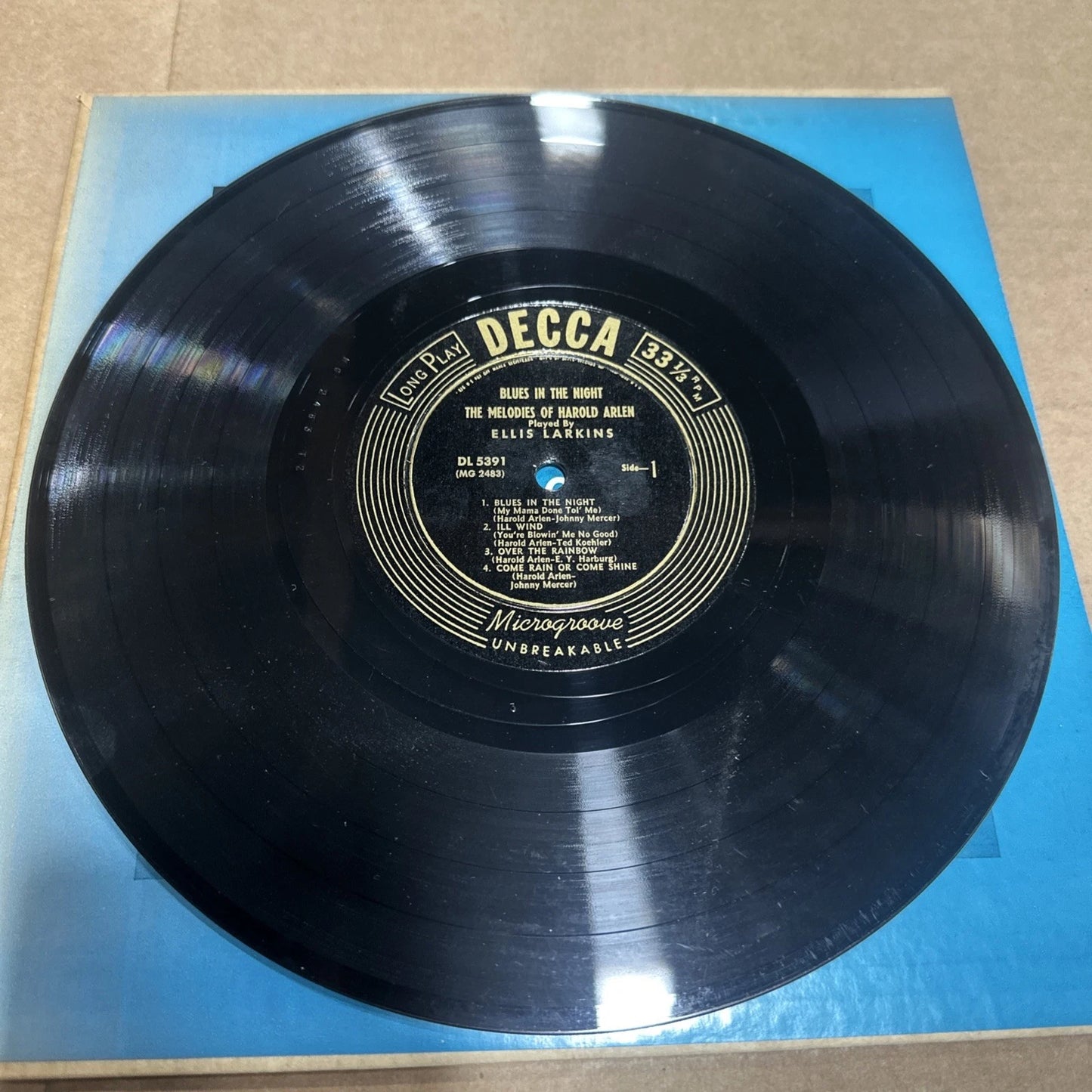 Ellis Larkins – Blues In The Night - The Melodies Of Harold Arlen 10 Inch Mono