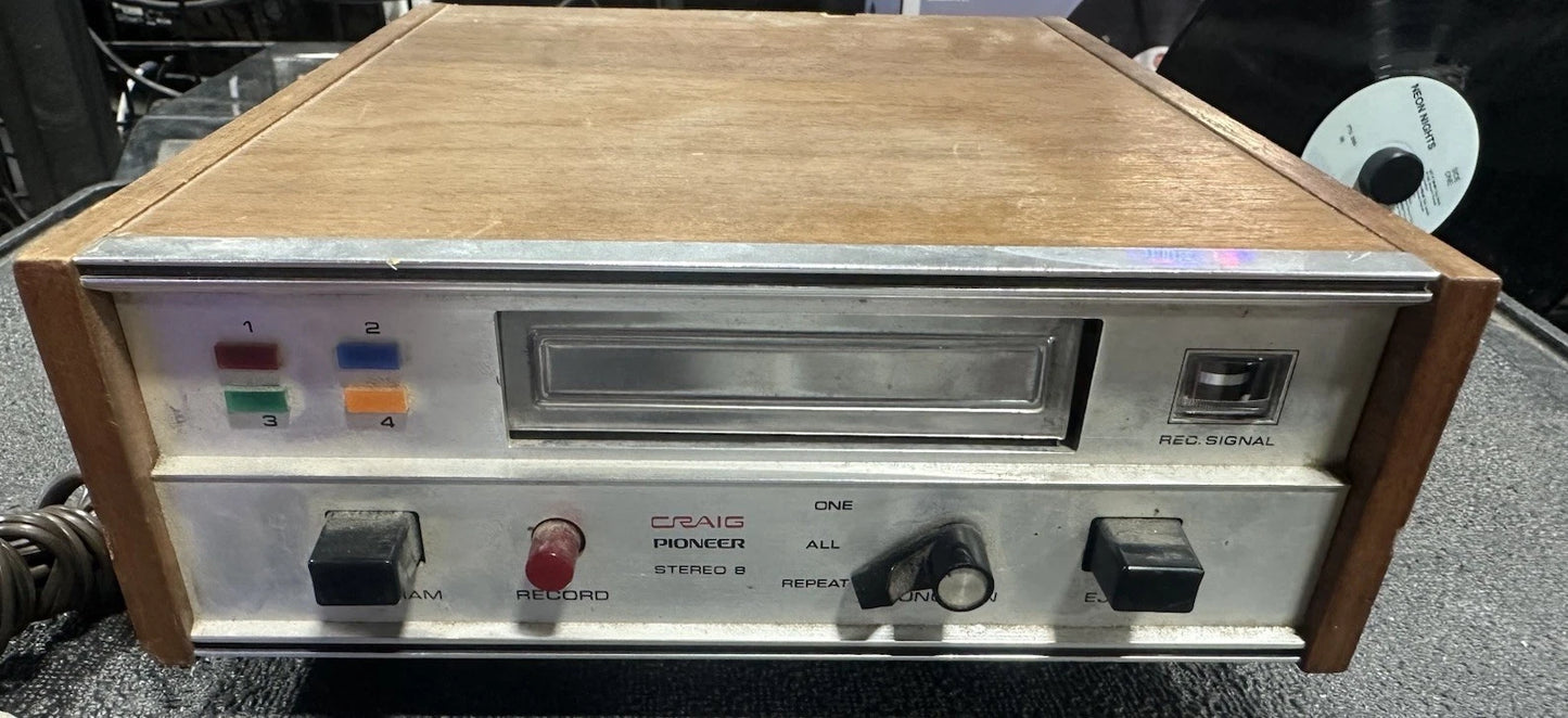 Pioneer Craig 3302 8 Track Player / Recorder Plays Tapes Parts Repair Japan Wood