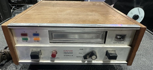 Pioneer Craig 3302 8 Track Player / Recorder Plays Tapes Parts Repair Japan Wood