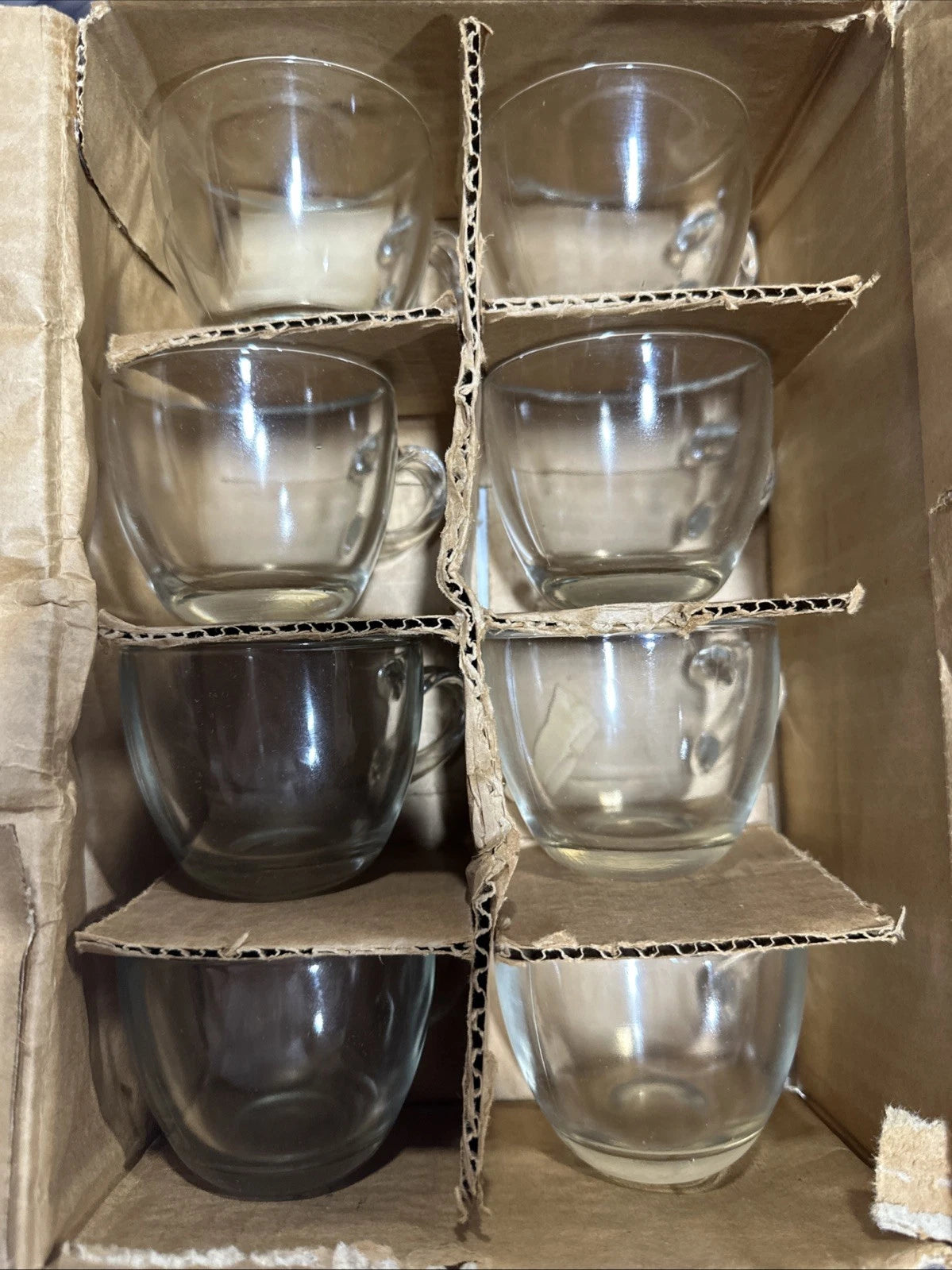 Vintage Clear Glass Punch Cups Sturdy Cups Set of Eight In Original Box