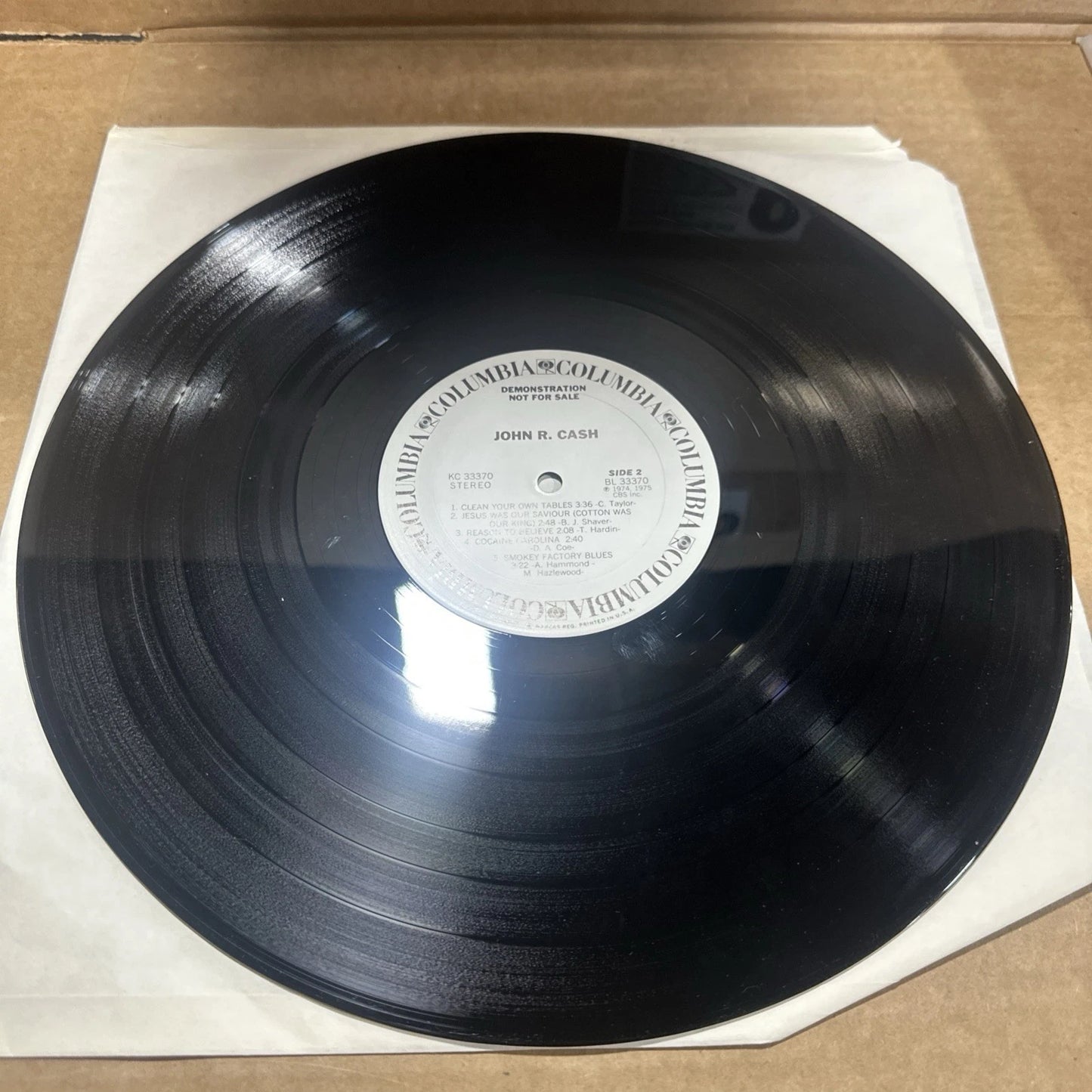 1975 John R. Cash Vinyl Record (KC 33370) white label and promo strip rare!