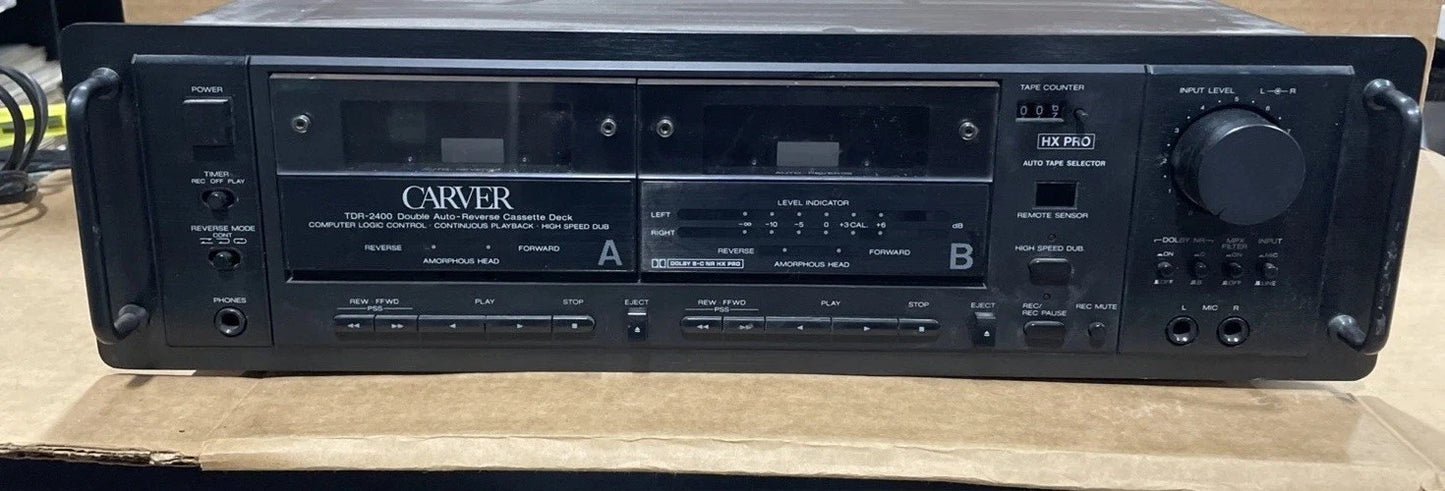 Carver TDR-2400 Dual Auto-reverse Cassette Deck Player Made In Japan - Works!