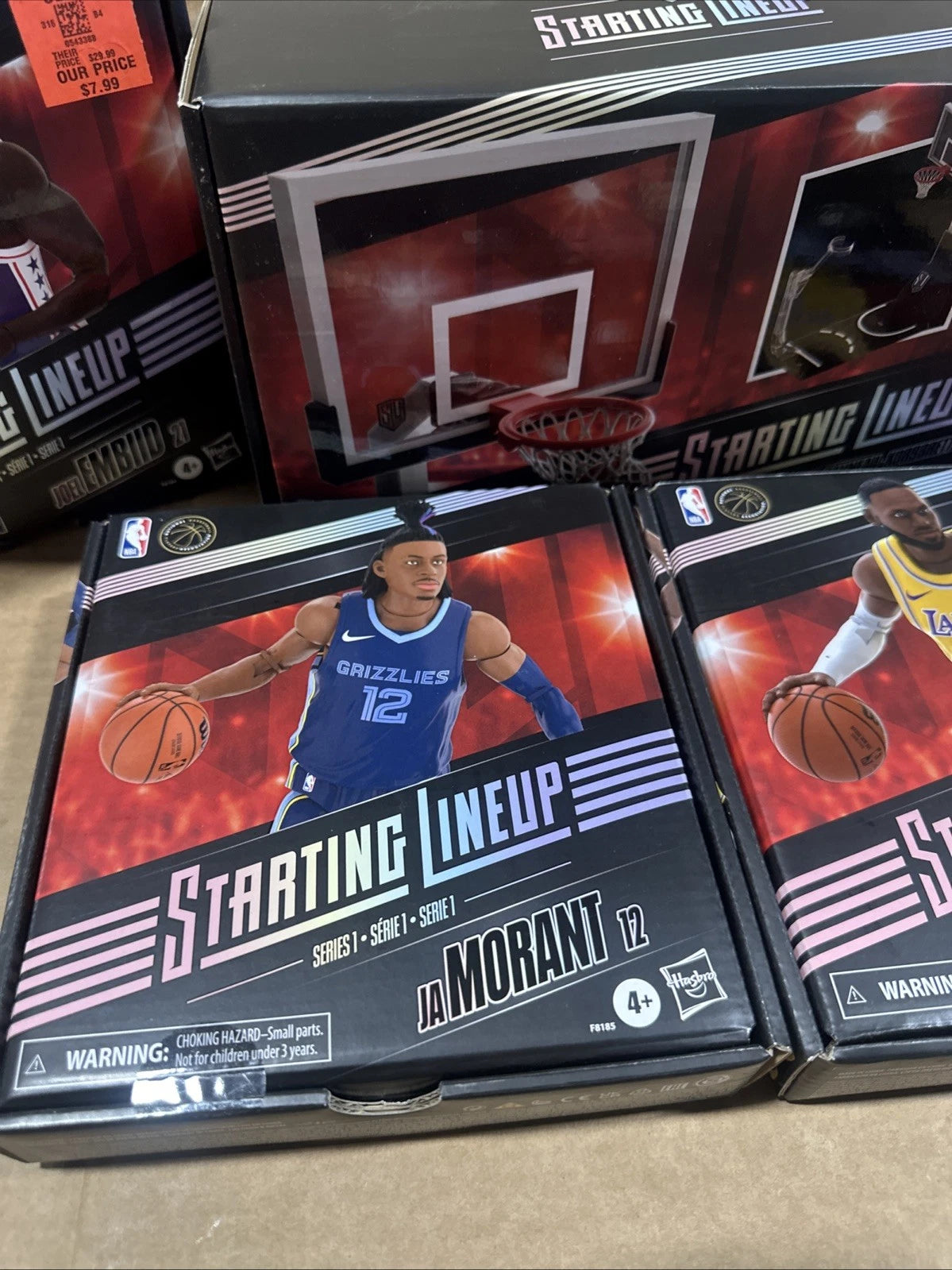 NBA Starting Lineup Basketball Backboard With Action Figures Lot