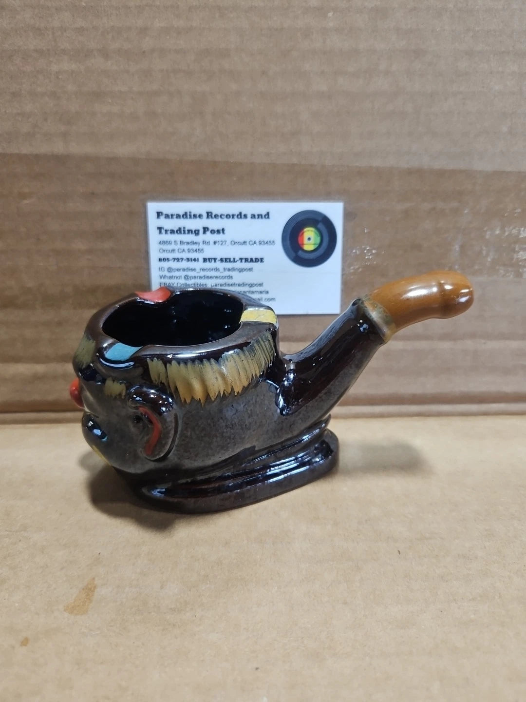 Vintage Ceramic Clown Face Pipe Shape Ashtray