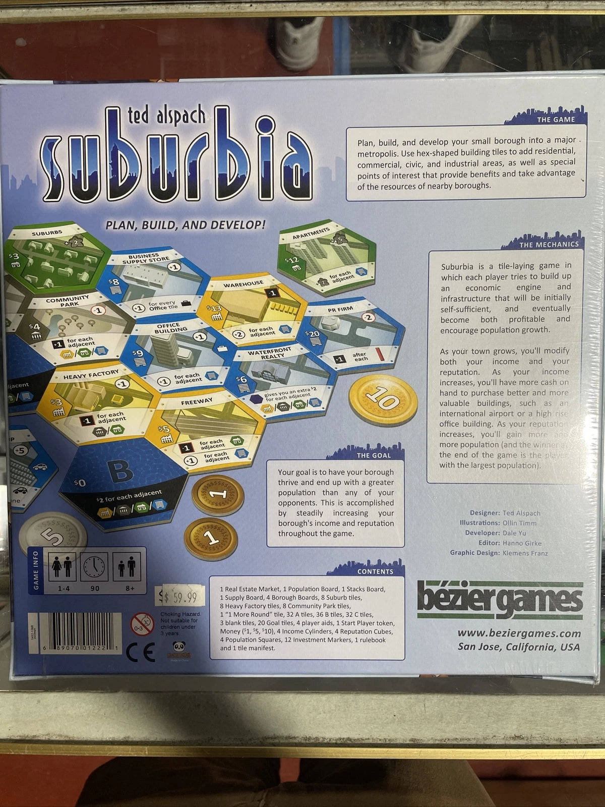 Suburbia Board Game By Ted Alspach Bezier Games - Unsealed But Never Played, New