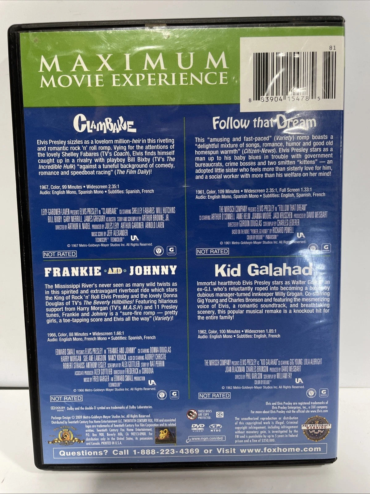 ELVIS Four Movie Collection (DVD, 2009) 4 Movie Collection