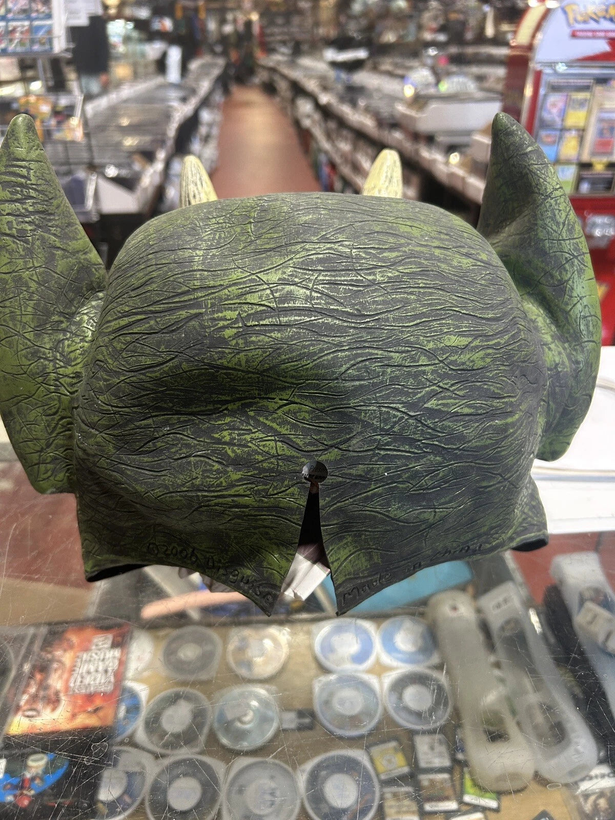 2006 DISGUISE Halloween rubber Mask Green Devil Goblin Monster HTF