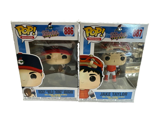 FUNKO Pop! Movies MAJOR LEAGUE Jake Taylor #887 Ricky Vaughn #886 Wild Thing lot