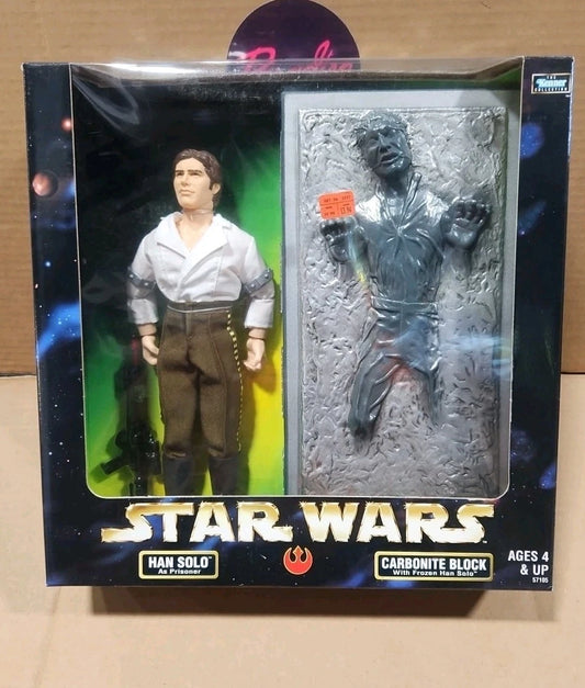 STAR WARS HAN SOLO AS PRISONER AND CARBONITE BLOCK WITH FROZEN HAN SOLO TWO PACK
