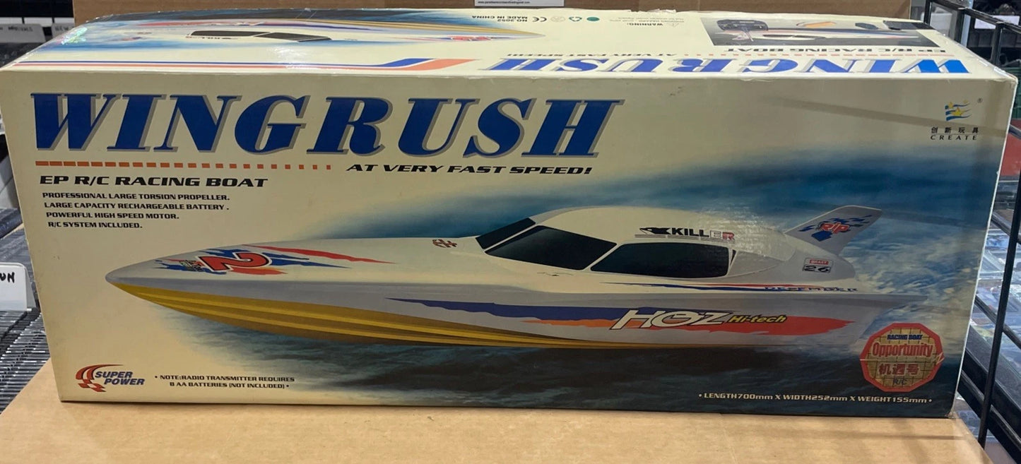Vintage SUPER POWER WINGRUSH R/C RC Speed Boat Pre-Owned W Box