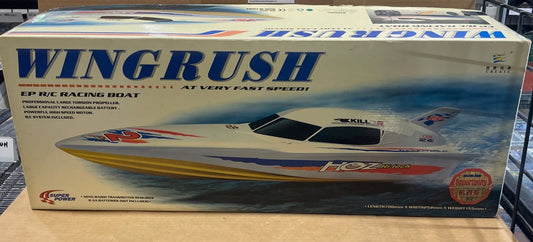 Vintage SUPER POWER WINGRUSH R/C RC Speed Boat Pre-Owned W Box
