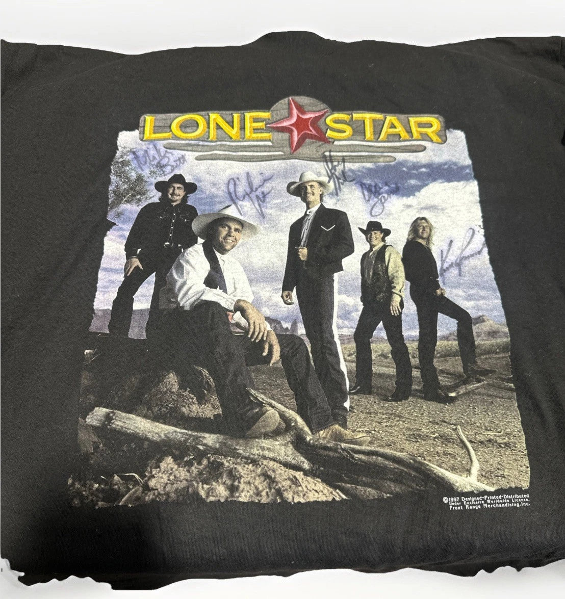 Vintage 90s Lonestar T-Shirt Crazy Nights Tour 1997 AUTOGRAPHED Size M Country