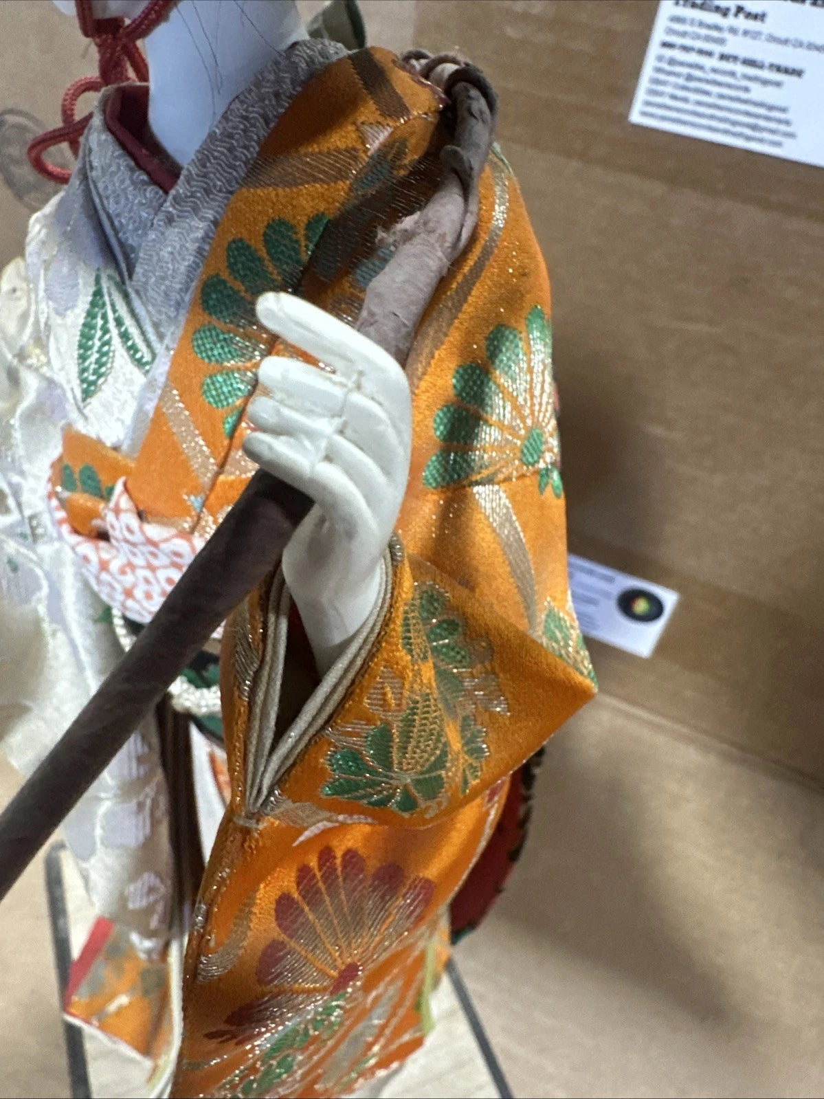 Vintage Japanese Gofun Doll Fuji Musume Kimono Geisha Maiko Wisteria Branch