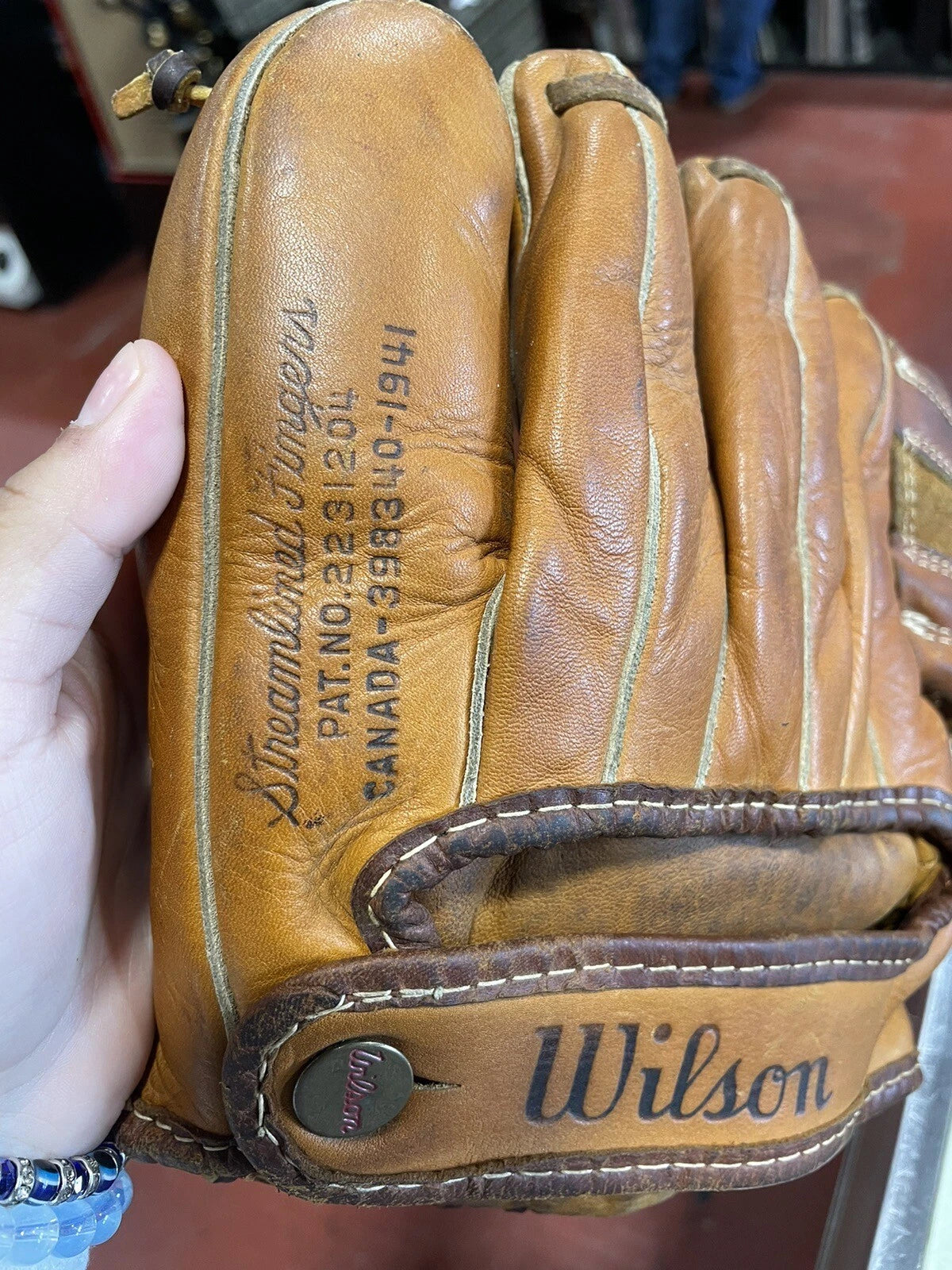 Vintage 1950s Wilson Leather Baseball Glove Mitt Hank Sauer Model