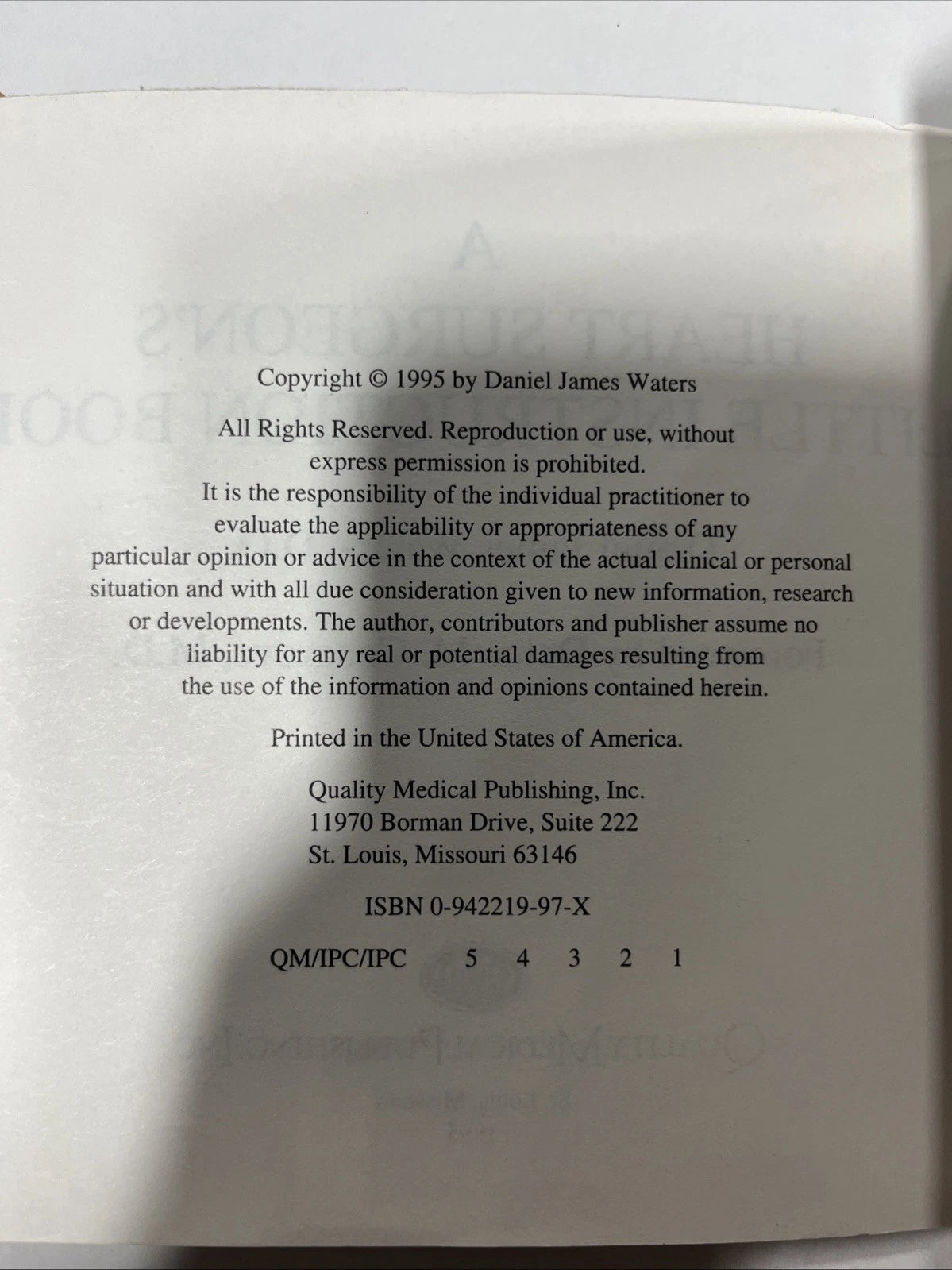 Heart Surgeon's Little Instruction Book by Daniel J. Waters