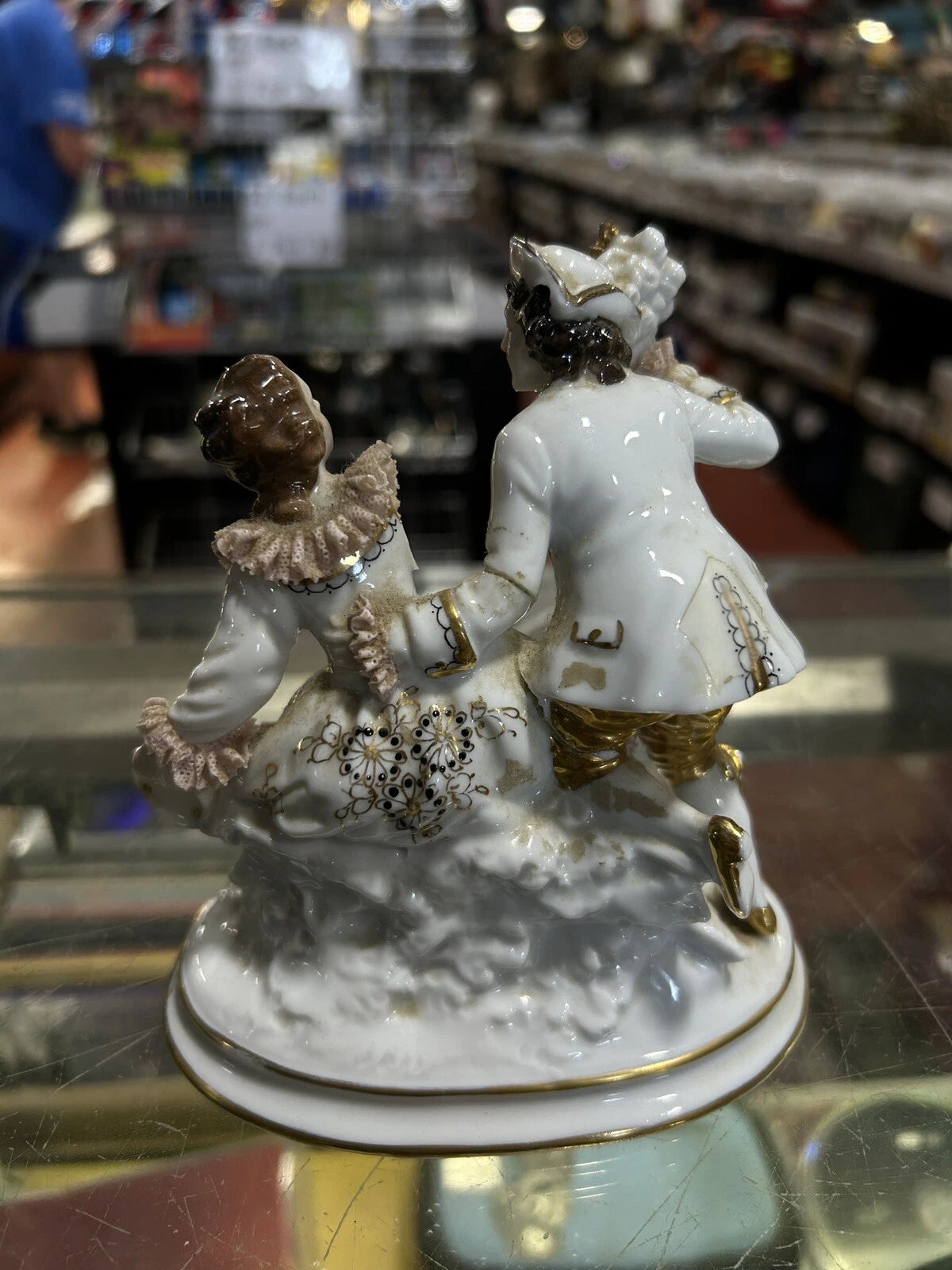 RARE Dresden MZ German Porcelain Lace Dancing Couple