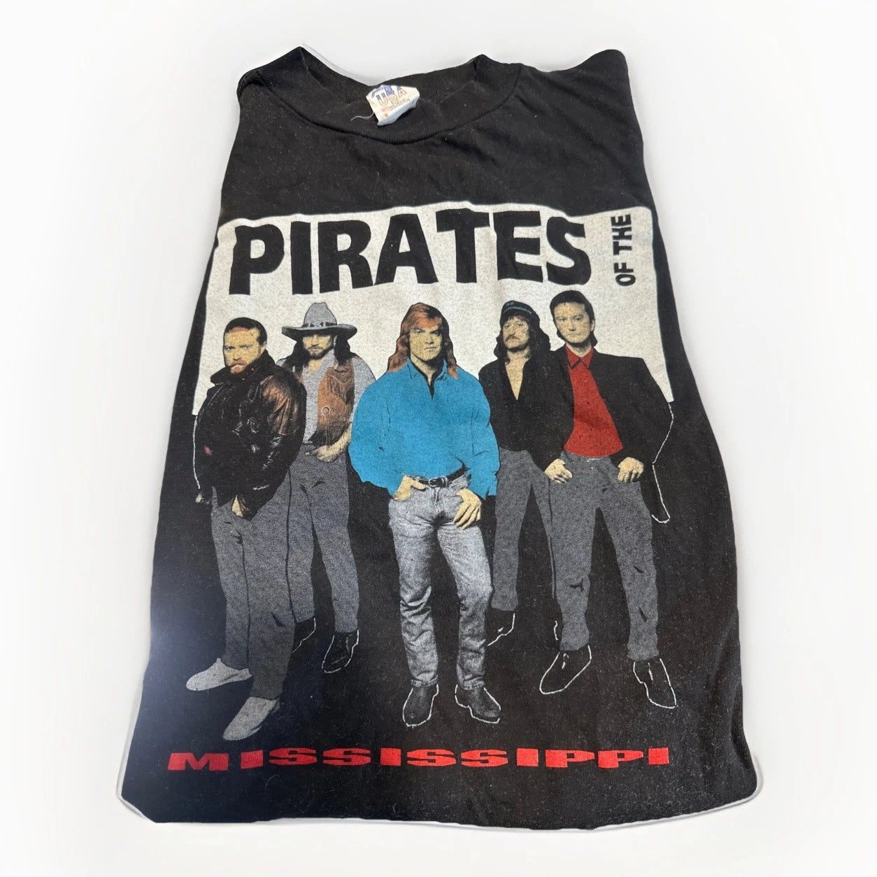 Pirates Of The Mississippi Shirt Adult Size XL Black Short Sleeve Men's 80's