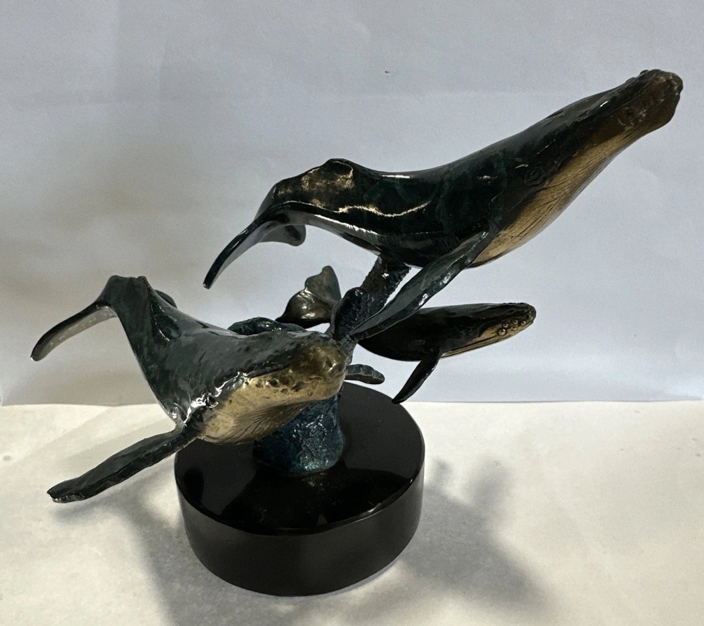 Christian R Lassen Artist Proof 153/300 Bronze Enamel Whale Sculpture