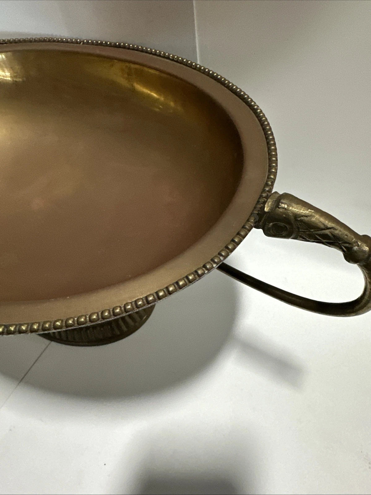 Mid Century Modern French Brass Compote With Koi Fish Handle 20th Century
