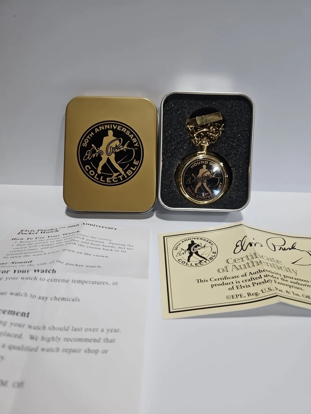 50th ANNIVERSARY Elvis PRESLEY Hound Dog Pocket Watch With Sound