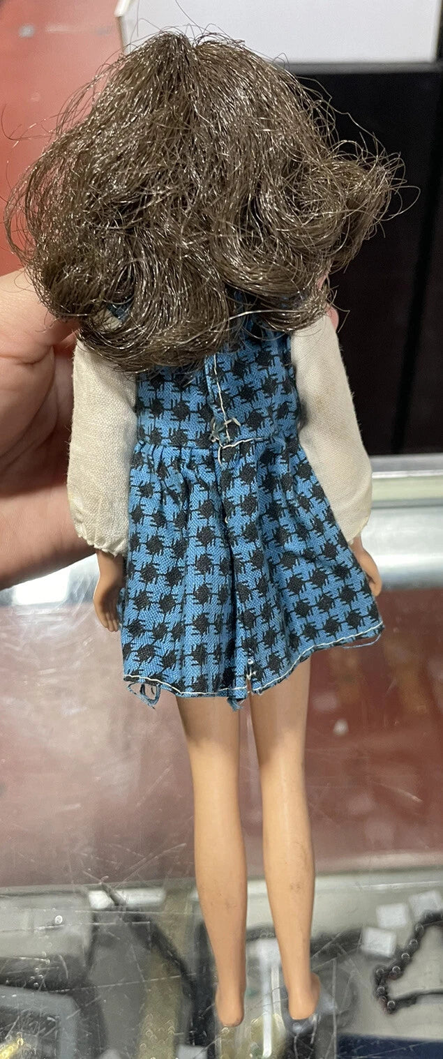 Original Barbie Doll Head Mattel 1963 Brown Hair & Eyes Freckles