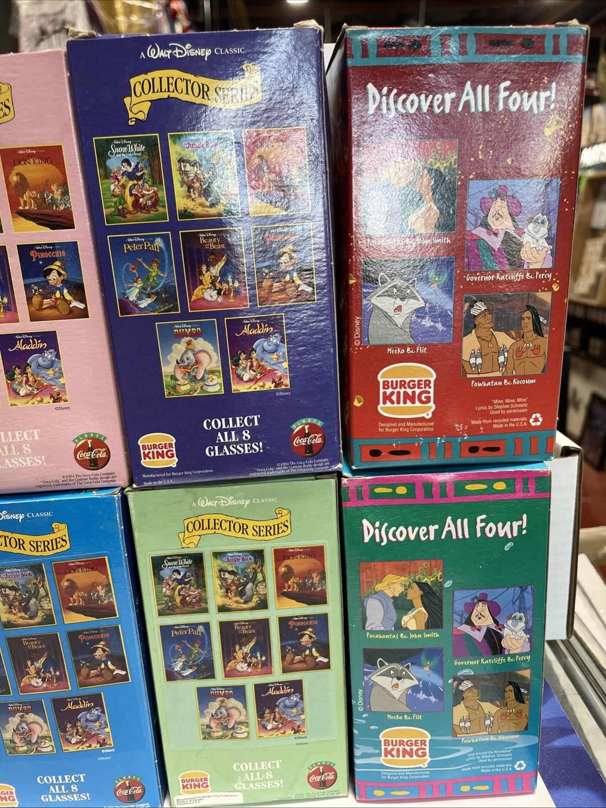 1994 Burger King Walt Disney Collector Series Drinking Cups Set of 10
