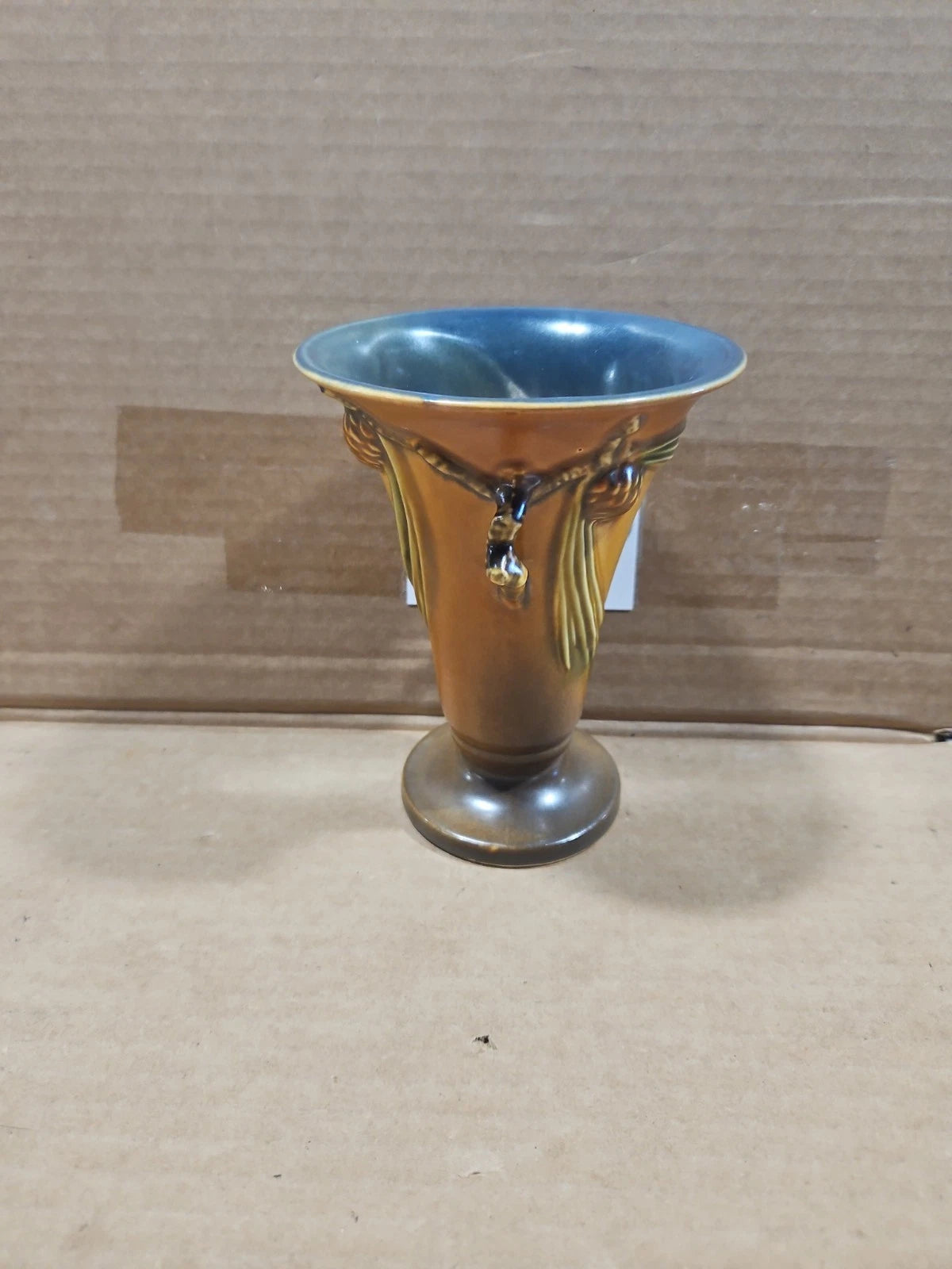 Roseville Pottery Brown Pine Cone Vase 906-6 Rare Vintage 1970's