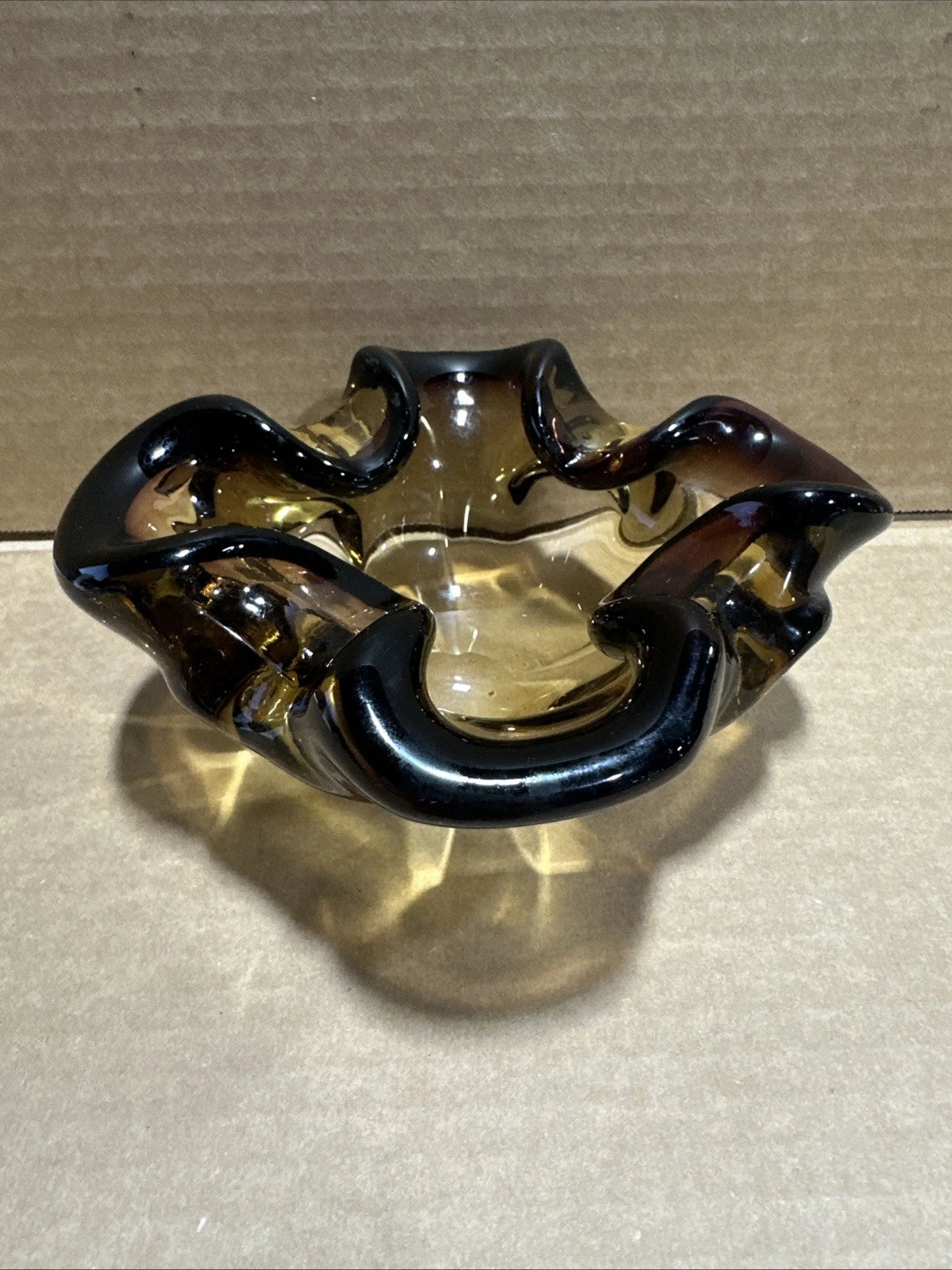 Possible Murano Art Glass 2 Tone Brown Sommerso Ashtray Bowl