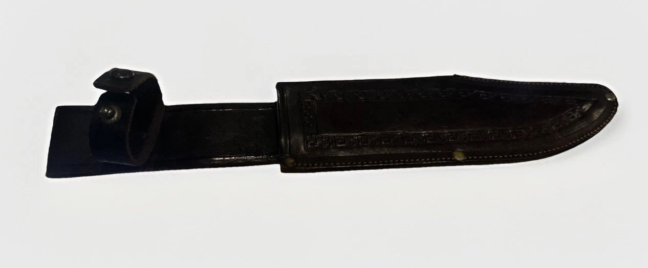 Vintage Mexican Mexico Engraved Bowie Knife with DEER HOOF OAXACA