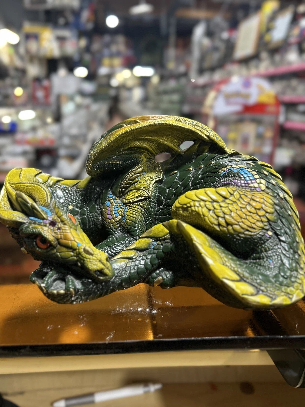 Windstone Editions Green Mother Dragon Lying Down 1985 Pena Statue 9”