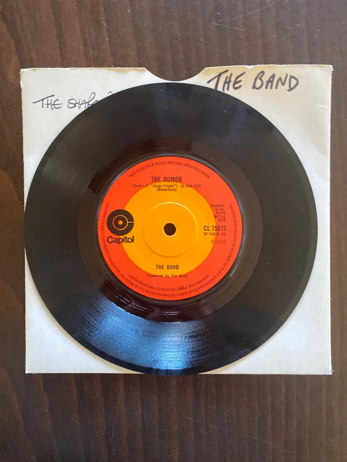 THE BAND-THE SHAPE I'M IN/The Rumor- 7" Vinyl Record UK IMPORT