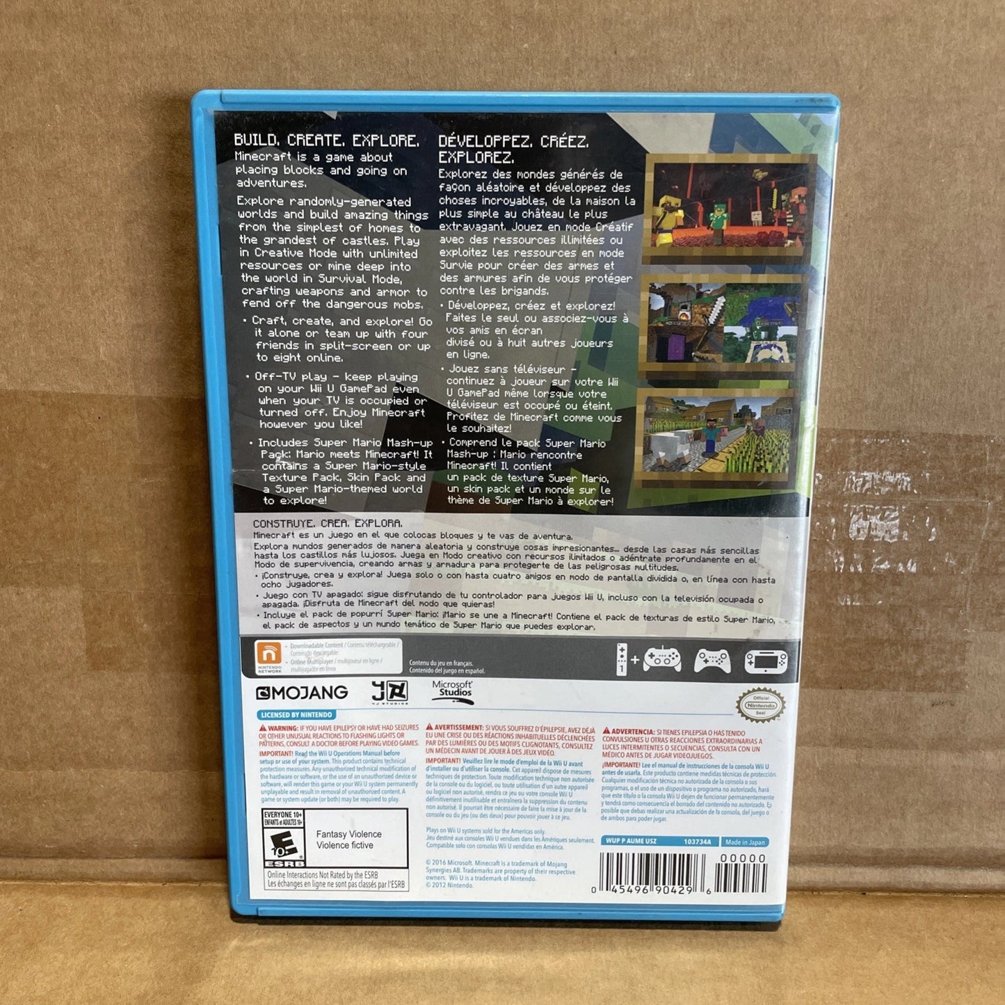 Minecraft for Nintendo Wii U 2016 Complete Edition with Manual CIB Tested Works