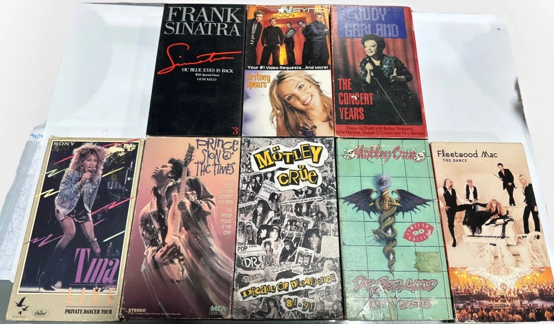 VHS Band Lot of 8 Fleetwood Mac Tina Turner Prince Motley Crue *NSYNC Britney