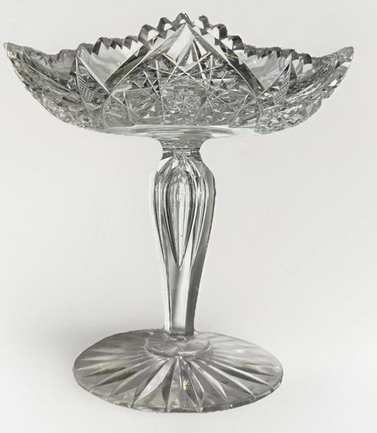 9" Compote Bowl Antique American Brilliant Period Cut Glass Crystal Hoare / PP