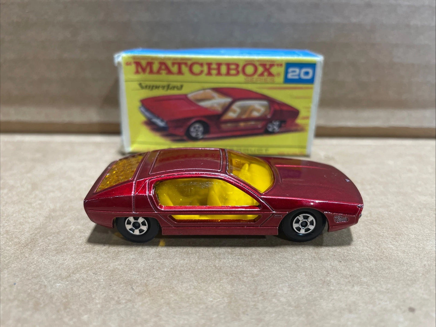 1969 Lesney Matchbox Superfast #20 Lamborghini Marzal Red W Original Box England
