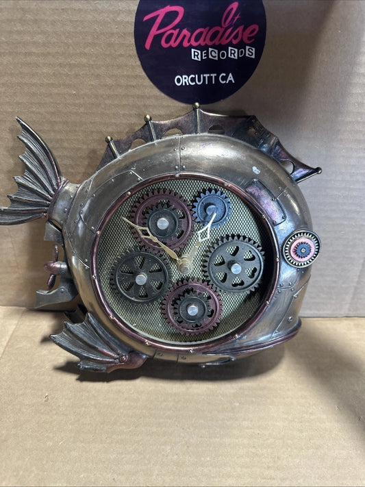Magnum Opus Steam Punk Wall Clock With Moving Gears Cold Cast Pewter For Parts