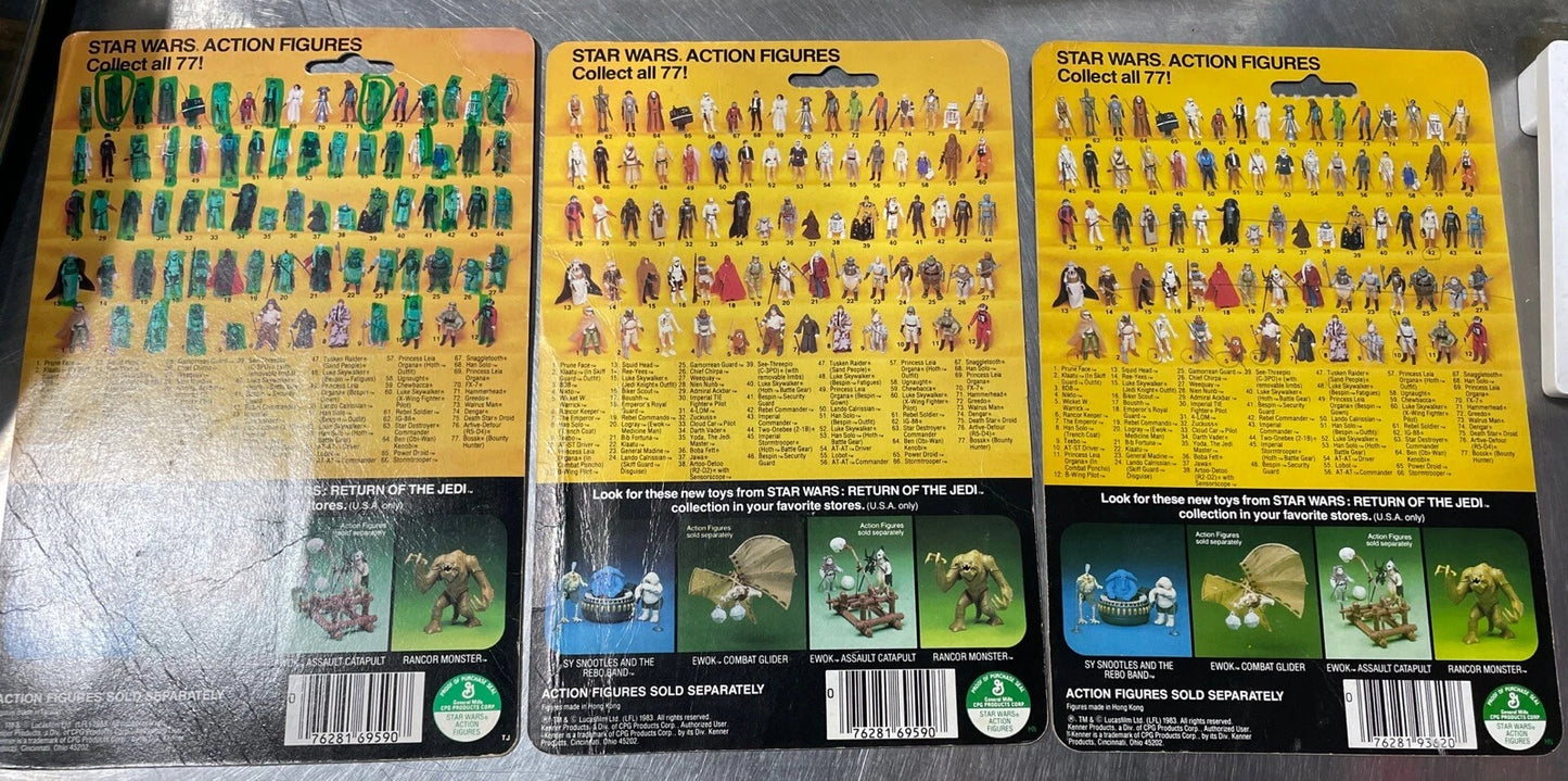 Star Wars Kenner Backing Card, Return of the Jedi, Empire Strikes Back 12 Pieces