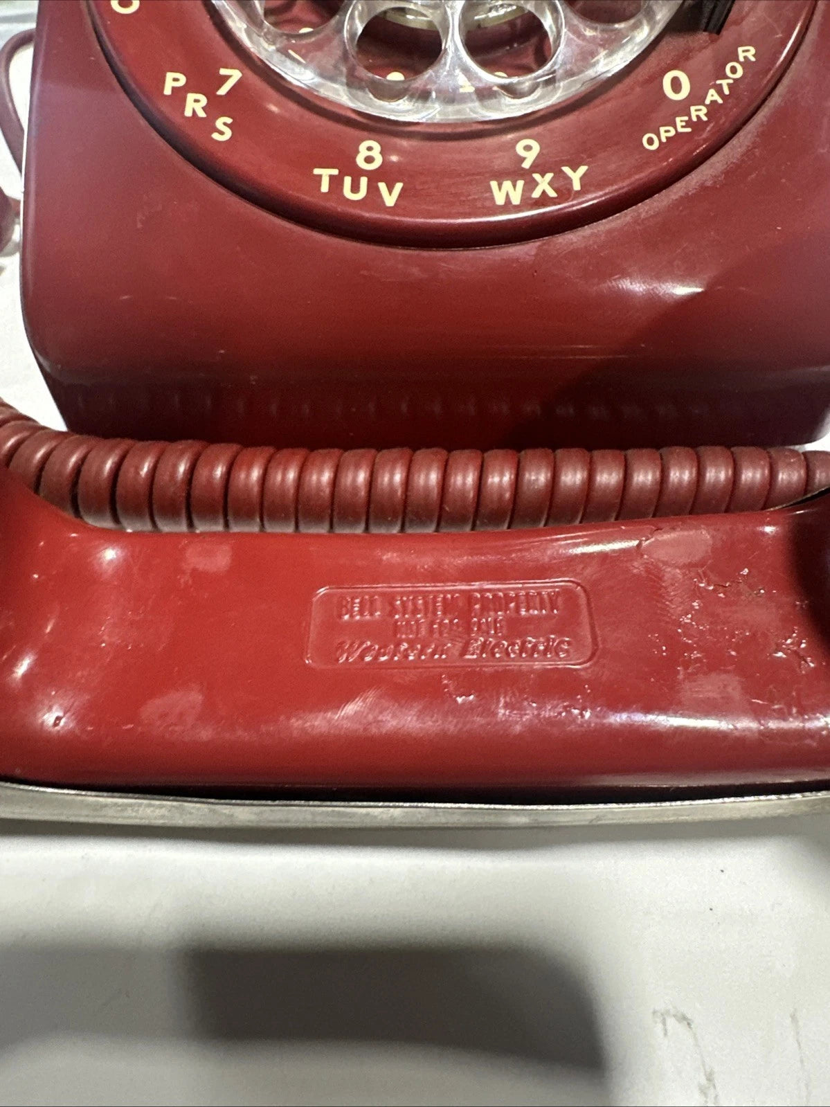 Vintage 1963 Red Bell System Western Electric Rotary Dial Desk Telephone 500 DM