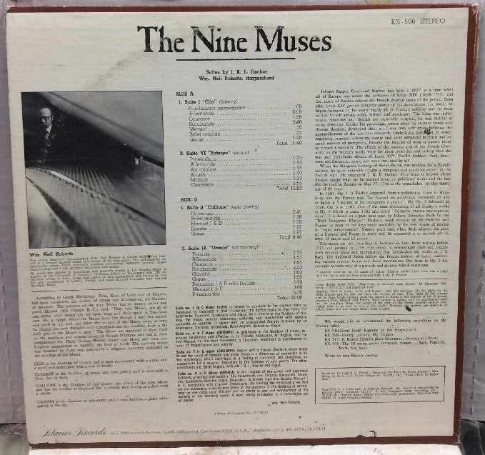 J.K.F. The Nine Muses Suites For Harpsichord Record KS-506