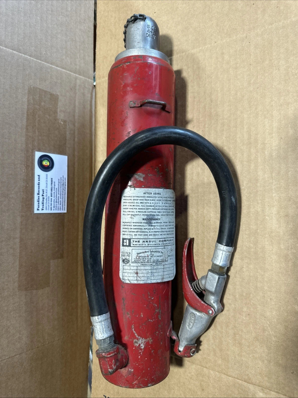 Vintage 1960's Ansul Plus Fifty Class B C Dry Chemical Fire Extinguisher