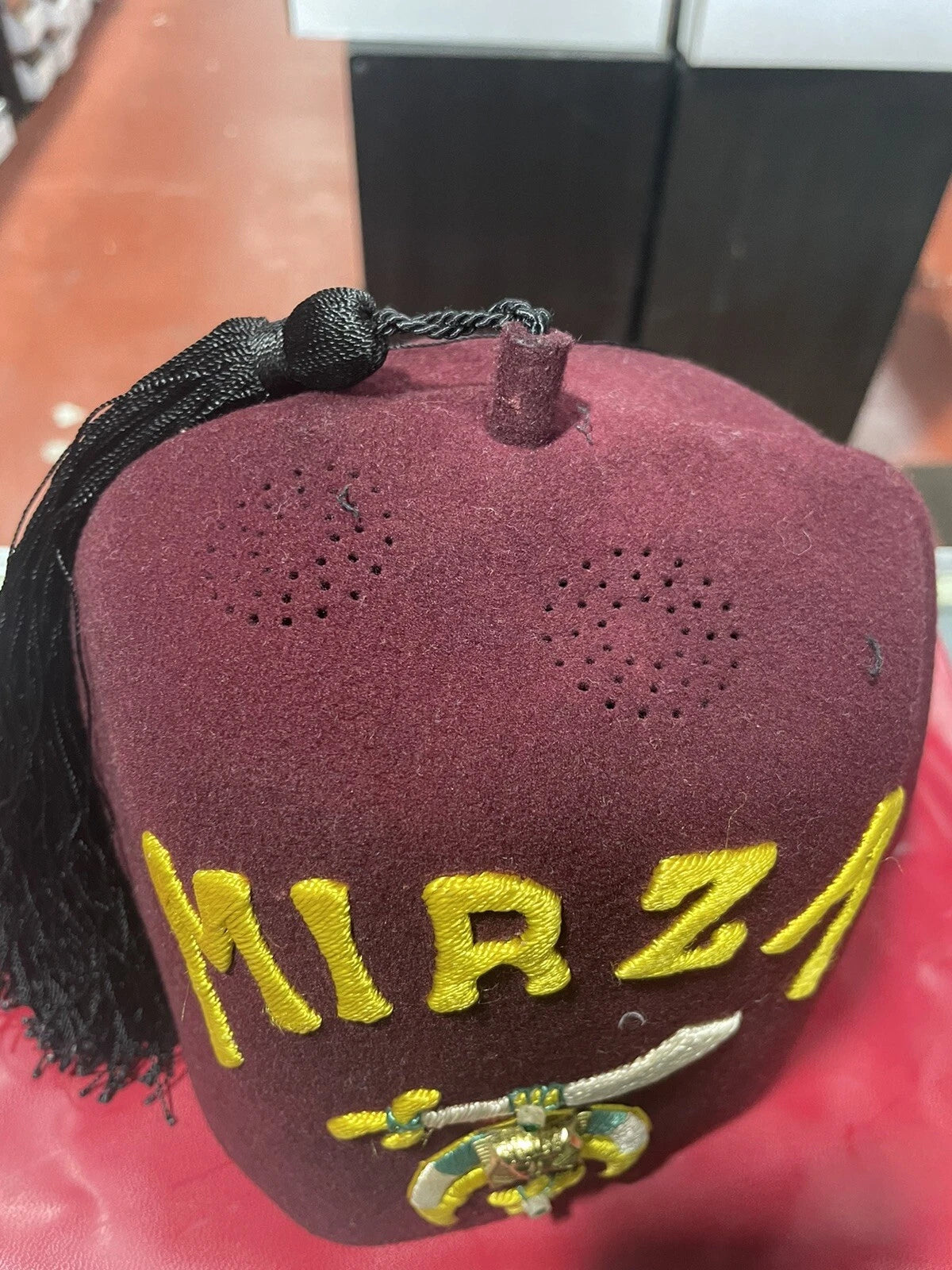 Vintage Mirza Temple Fez Hat w/ Tassel