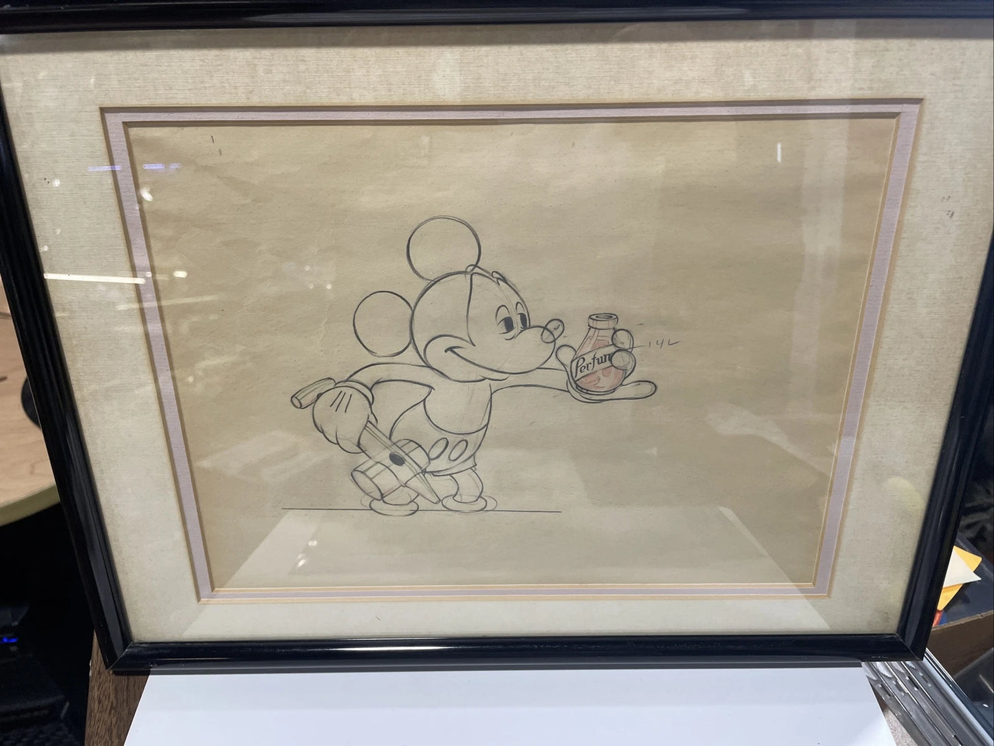 Original Animated Pencil Drawing Of Mickey Mouse From SOCIETY DOG SHOW 1939 COA