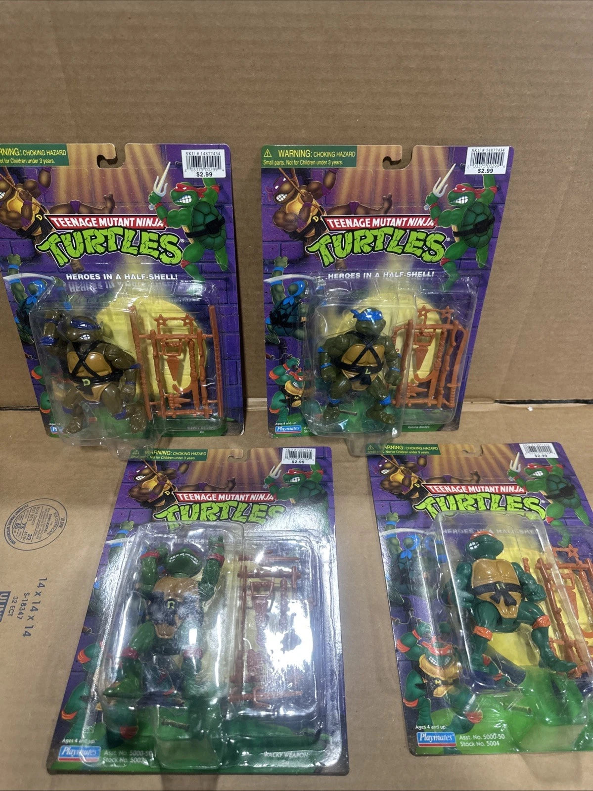 Lot of 4 1998 Playmates Teenage Mutant Ninja Turtles action figures TMNT sealed