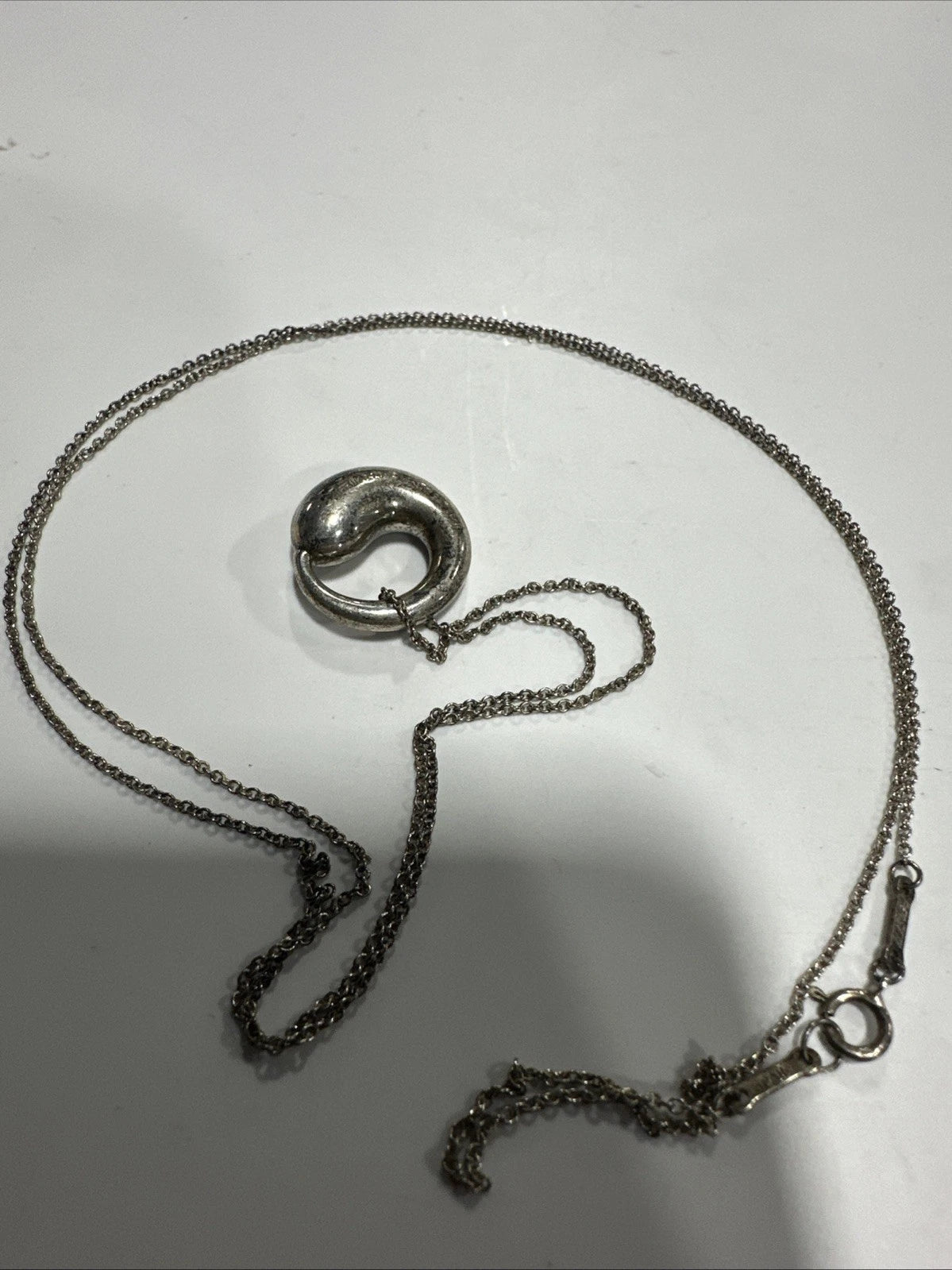 Tiffany & Co. Elsa Peretti Eternal Circle Necklace Pendant 16" Silver 925