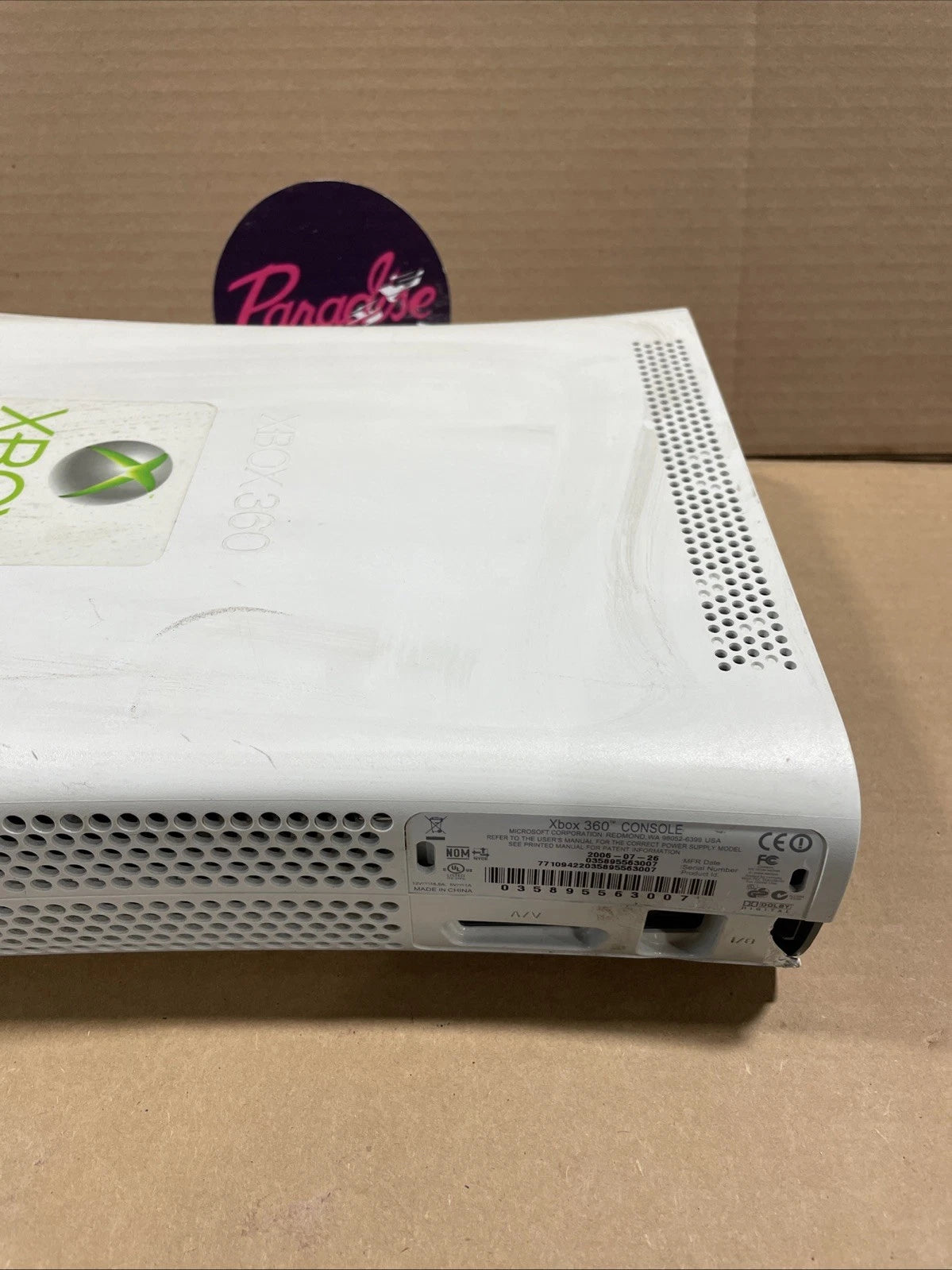 Microsoft Xbox 360 White Console Only For Parts As Is Repair Or Not Working
