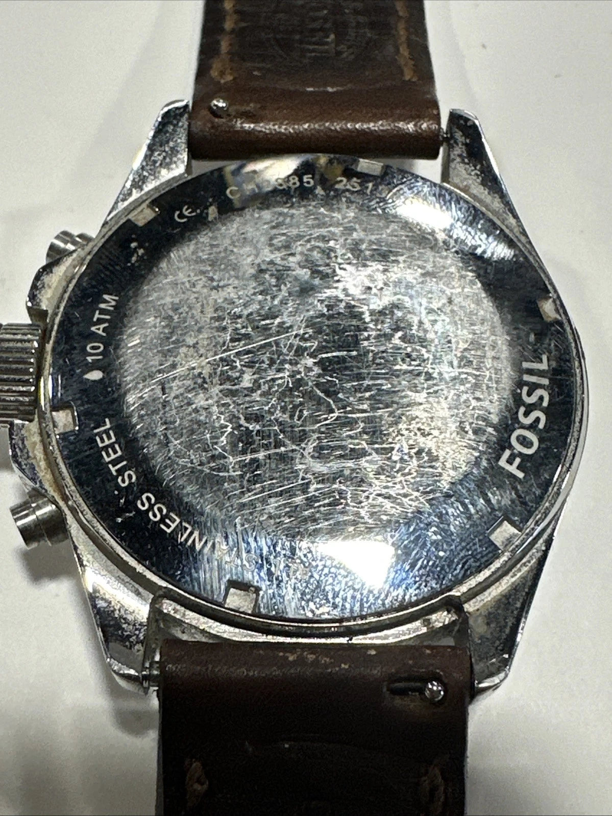 Fossil Decker Chronograph Mens Watch 44mm Black Dial Date DE-2017 Needs Battery
