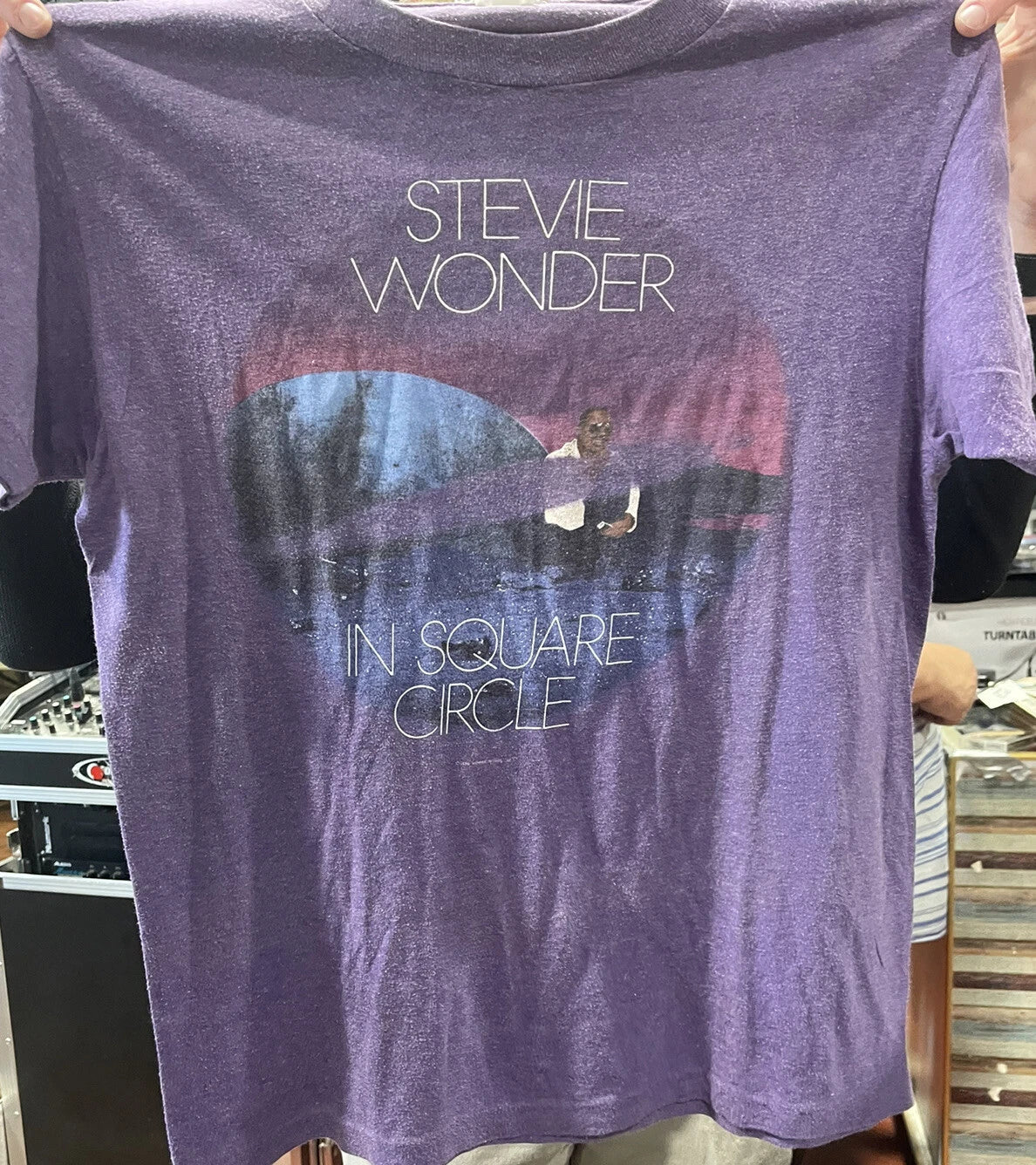 Vintage Stevie Wonder In Square Circle Concert T-Shirt Tour 1986 Sz S/M