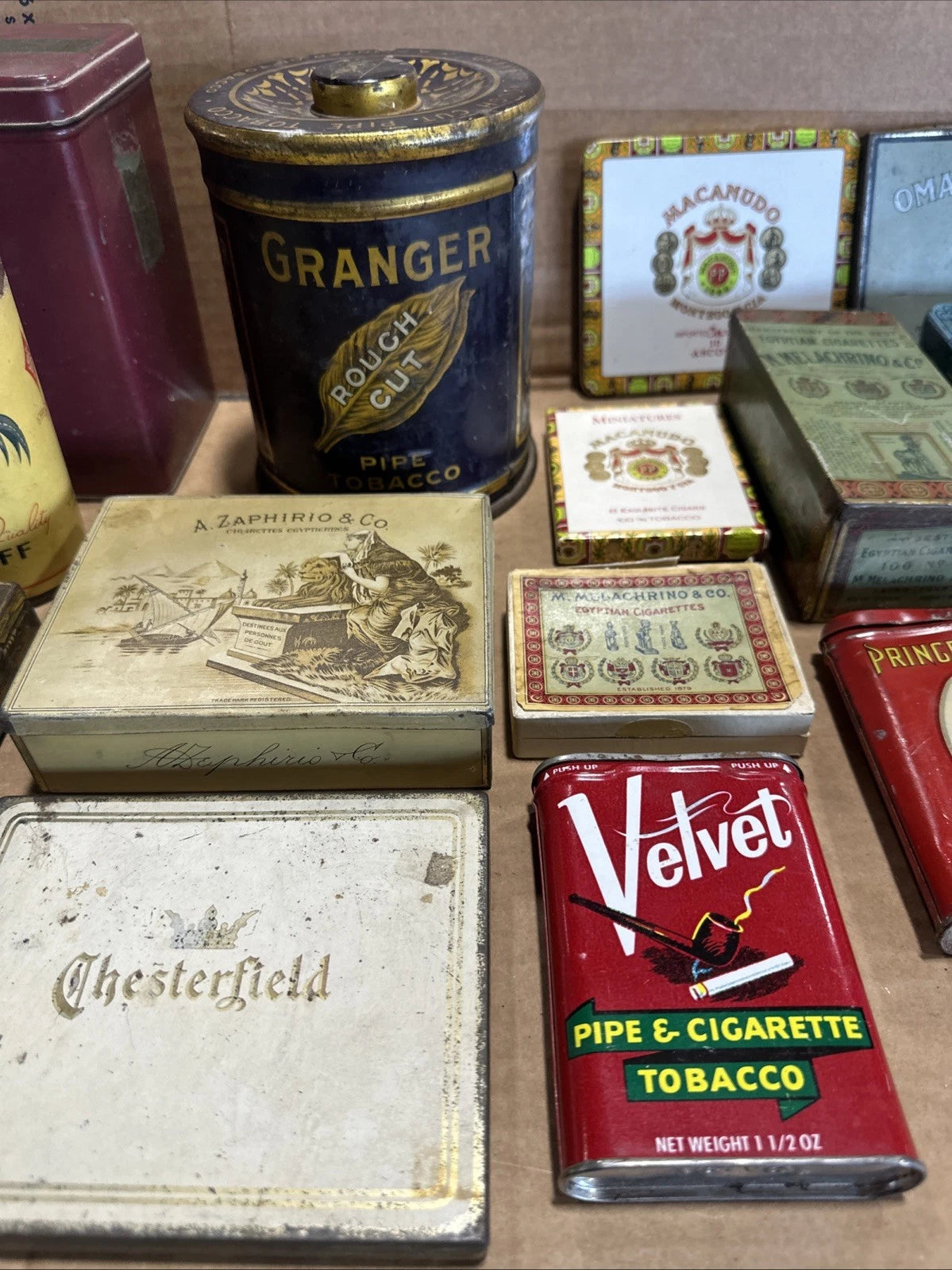 Antique Tobacco Tin Collection Lot 20 Cigar Cigarette Pipe Assorted Empty RARE