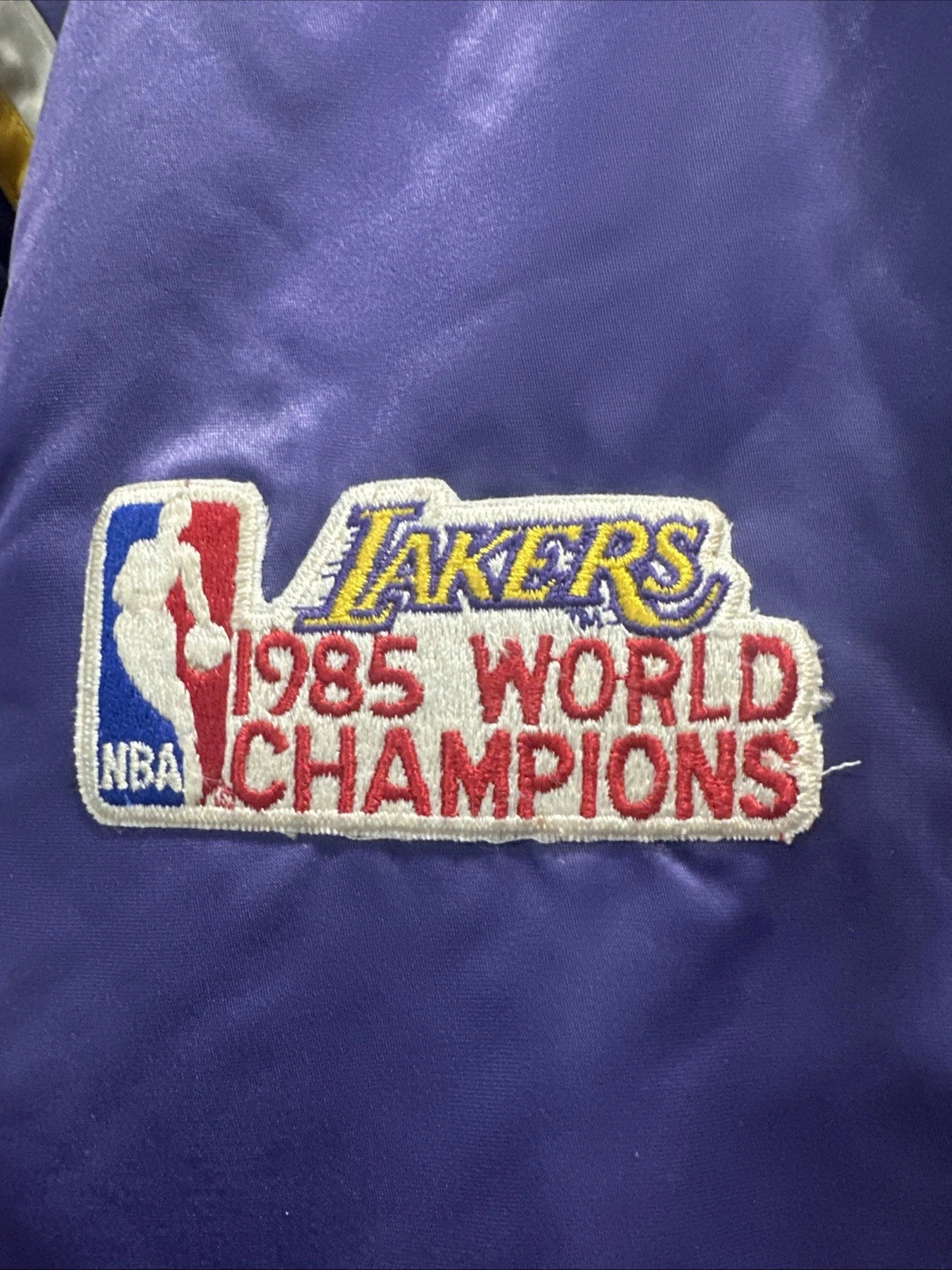 Los Angeles Lakers Starter Jacket Purple Satin Vintage 80's NBA Men L *Read*