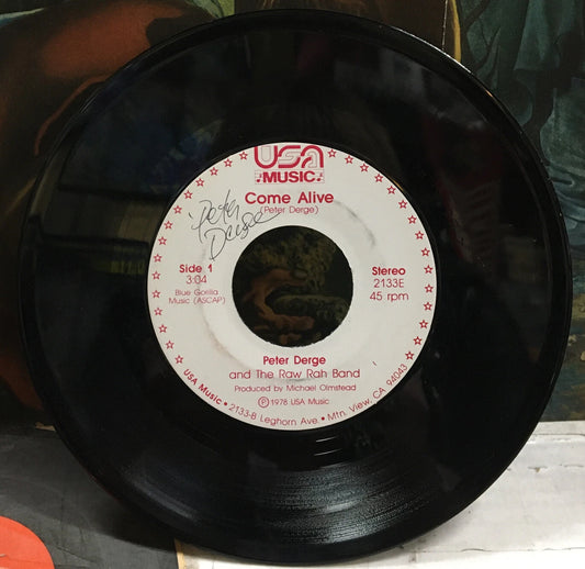 Peter Derge And The Raw Rah Band Come Alive/Something Special Autographed 7”